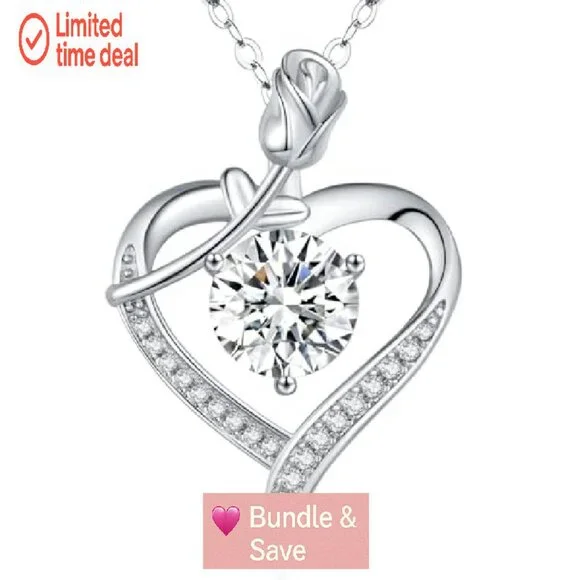 Hockey Necklace For Girls Heart Moissanite Pendant Necklace - 1-3 CT S925 Sterling Silver For Women Christmas For Her